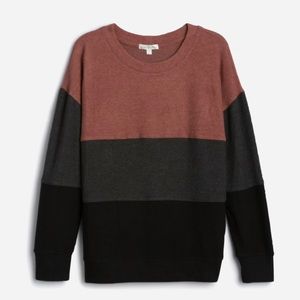 NWT Nine Britton Dalia Brushed Knit Top XL Dark Grey